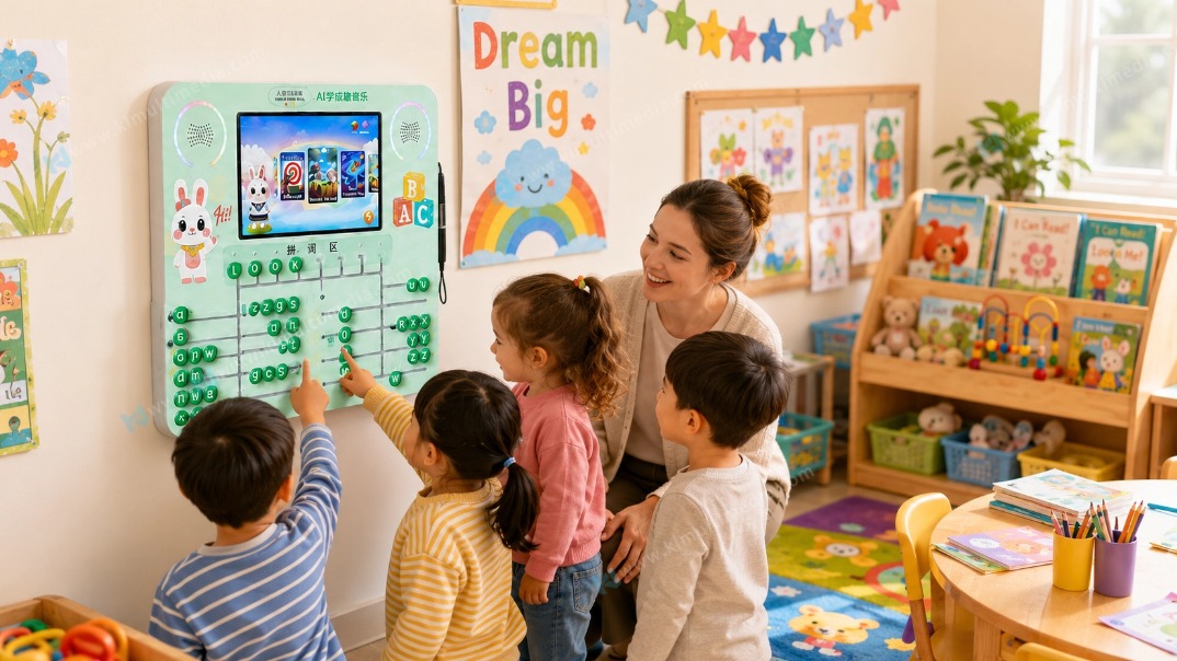 Interactive Preschool Learning Wall Core Features يتميز جدار التعلم التفاعلي لمرحلة ما قبل المدرسة بوحدات التهجئة الصوتية واللغة الإنجليزية والرياضيات لرياض الأطفال